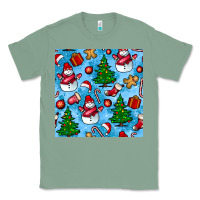 Sage christmas trees and snow seamless pattern Classic Tee - BundleAndBundleShop