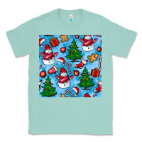 Seafoam christmas trees and snow seamless pattern Classic Tee - BundleAndBundleShop
