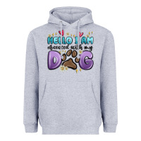 Heather Grey hello i am obsessed with my dog Heavyweight Hoodie - MaliasSmallBusiness