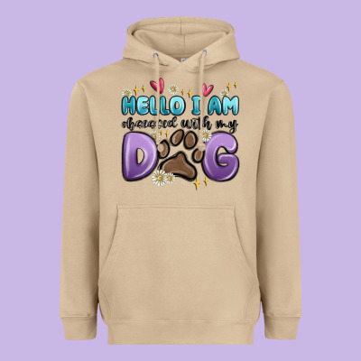Hello I Am Obsessed With My Dog Heavyweight Hoodie Designed By Maliassmallbusiness