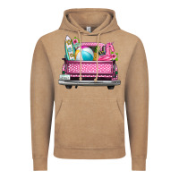 Vintage Coffee summer pink truck beach Vintage Hoodie - texasbilliewilder
