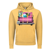Vintage Mustard summer pink truck beach Vintage Hoodie - texasbilliewilder
