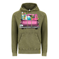 Vintage Olive summer pink truck beach Vintage Hoodie - texasbilliewilder