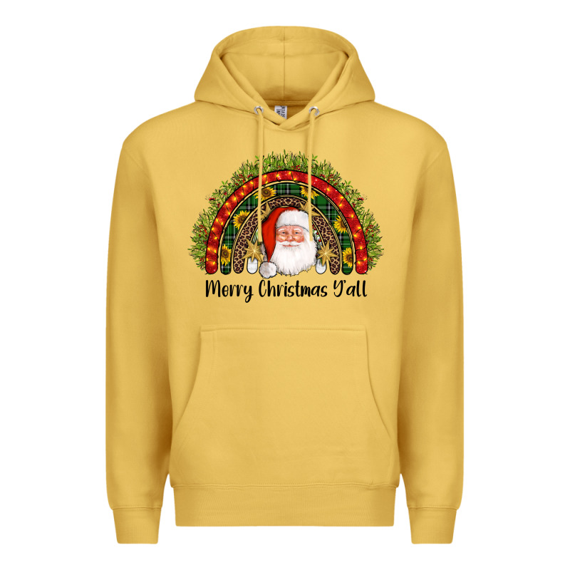 Merry Christmas Y'all Santa Rainbow Premium Hoodie by AdoDesignShop | Teevron
