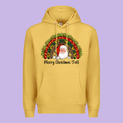 Merry Christmas Y'all Santa Rainbow Premium Hoodie Designed By Adodesignshop