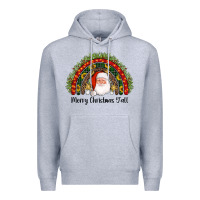 Heather Grey merry christmas y'all santa rainbow Premium Hoodie - AdoDesignShop
