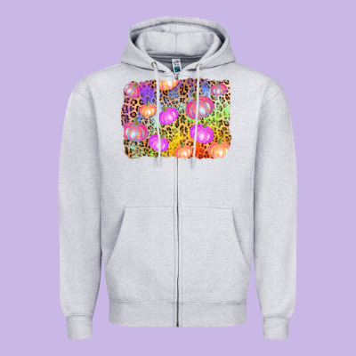 Colourful Pumpkin Background Zipper Hoodie Designed By Adodesignshop