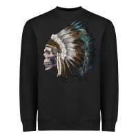 Black skull with indian headdress Heavyweight Sweatshirt - RanaPortraitStore