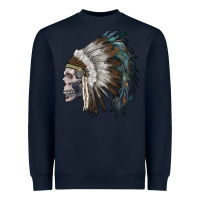 Navy skull with indian headdress Heavyweight Sweatshirt - RanaPortraitStore