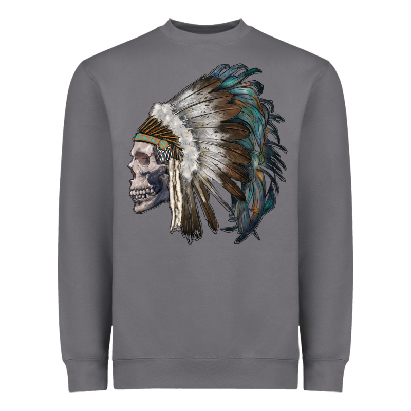 Skull With Indian Headdress Heavyweight Sweatshirt by RanaPortraitStore | Teevron