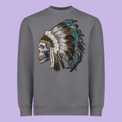 Skull With Indian Headdress Heavyweight Sweatshirt Designed By Ranaportraitstore