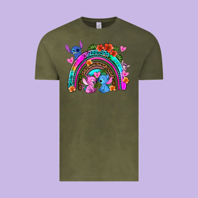 Stitch And Lilo Rainbow Vintage Tee Designed By Adodesignshop