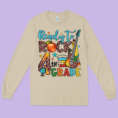 Ready To Rock 4th Grade Long Sleeve Tee Designed By Jahusdesignshop
