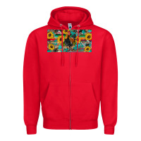 Red western coop animals rooster sunflowers cowhide wooden serape glitter Zipper Hoodie - Artiststas