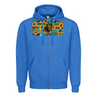 True Royal western coop animals rooster sunflowers cowhide wooden serape glitter Zipper Hoodie - Artiststas