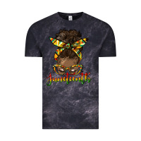 Cloud Black juneteenth black woman messy bun Vintage Tee - HRA Design Shop