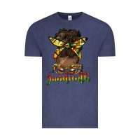 Vintage Denim juneteenth black woman messy bun Vintage Tee - HRA Design Shop