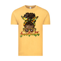 Vintage Mustard juneteenth black woman messy bun Vintage Tee - HRA Design Shop