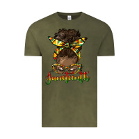 Vintage Olive juneteenth black woman messy bun Vintage Tee - HRA Design Shop