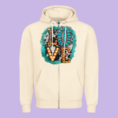 Love Western Zipper Hoodie Designed By Adodesignshop