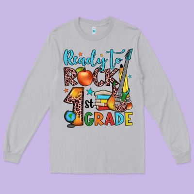 Ready To Rock 1st Grade Long Sleeve Tee Designed By Jahusdesignshop