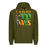Army Green dinosaur 100day celebration Premium Hoodie - LillyAllenDesigns