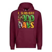 Burgundy dinosaur 100day celebration Premium Hoodie - LillyAllenDesigns