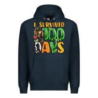 Navy dinosaur 100day celebration Premium Hoodie - LillyAllenDesigns