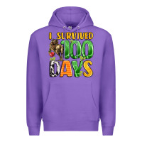 Purple dinosaur 100day celebration Premium Hoodie - LillyAllenDesigns