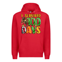 Red dinosaur 100day celebration Premium Hoodie - LillyAllenDesigns
