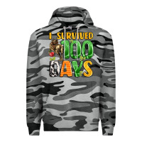 Slate Camo dinosaur 100day celebration Premium Hoodie - LillyAllenDesigns