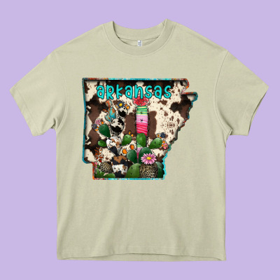 Arkansas Map Heavy Core Tee Designed By Racoondesign