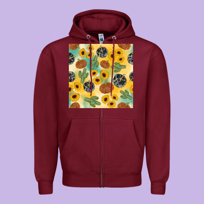 Leopard Pumpkin Cactus Sunflower Seamless Zipper Hoodie Designed By Adodesignshop