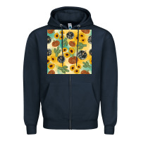 Navy leopard pumpkin cactus sunflower seamless Zipper Hoodie - AdoDesignShop