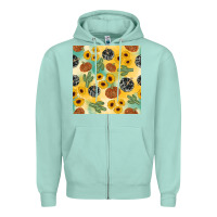 Seafoam leopard pumpkin cactus sunflower seamless Zipper Hoodie - AdoDesignShop