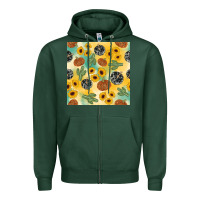 Sports Green leopard pumpkin cactus sunflower seamless Zipper Hoodie - AdoDesignShop