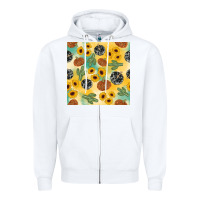 White leopard pumpkin cactus sunflower seamless Zipper Hoodie - AdoDesignShop