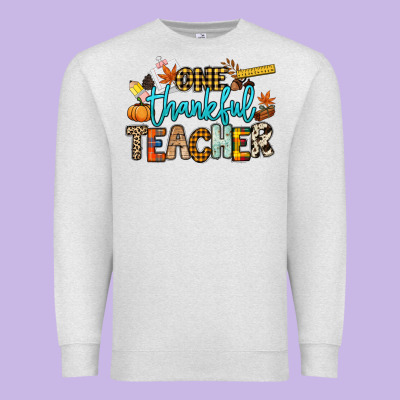 One Thankful Teacher Premium Sweatshirt Designed By Nancycooperartshop