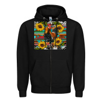 Black western coop animals rooster sunflowers cowhide wooden serape glitter Zipper Hoodie - Artiststas
