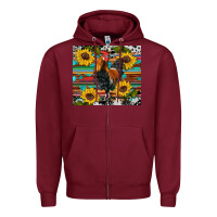 Burgundy western coop animals rooster sunflowers cowhide wooden serape glitter Zipper Hoodie - Artiststas