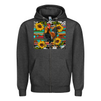 Charcoal Heather western coop animals rooster sunflowers cowhide wooden serape glitter Zipper Hoodie - Artiststas