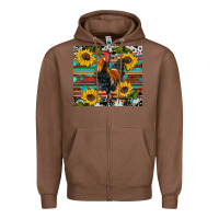 Chestnut western coop animals rooster sunflowers cowhide wooden serape glitter Zipper Hoodie - Artiststas