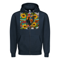 Navy western coop animals rooster sunflowers cowhide wooden serape glitter Zipper Hoodie - Artiststas