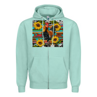 Seafoam western coop animals rooster sunflowers cowhide wooden serape glitter Zipper Hoodie - Artiststas