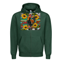 Sports Green western coop animals rooster sunflowers cowhide wooden serape glitter Zipper Hoodie - Artiststas