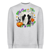 Heather Grey My Cat Is My Boo Heavyweight Sweatshirt - texasbilliewilder