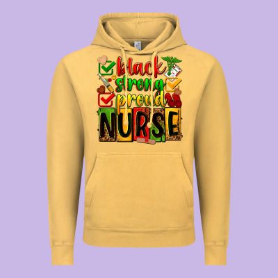 Black Strong Proud Nurse Vintage Hoodie Designed By Zillion Design Studio