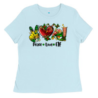 Baby Blue peace love  elf Ladies Tee - AdoDesignShop