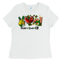 White peace love  elf Ladies Tee - AdoDesignShop