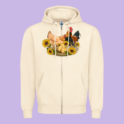 Western Coop Animals Farm Chicken Chick Rooster Sunflowers Zipper Hoodie Designed By Artiststas